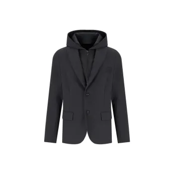 EMPORIO ARMANI Detachable Panel Single Breasted Hooded Blazer