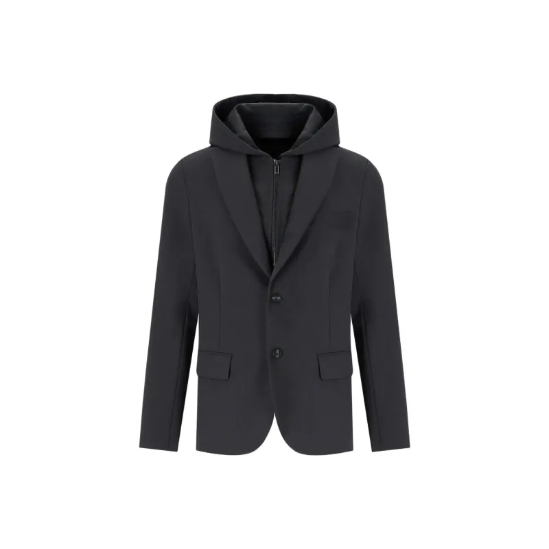 EMPORIO ARMANI Detachable Panel Single Breasted Hooded Blazer-0
