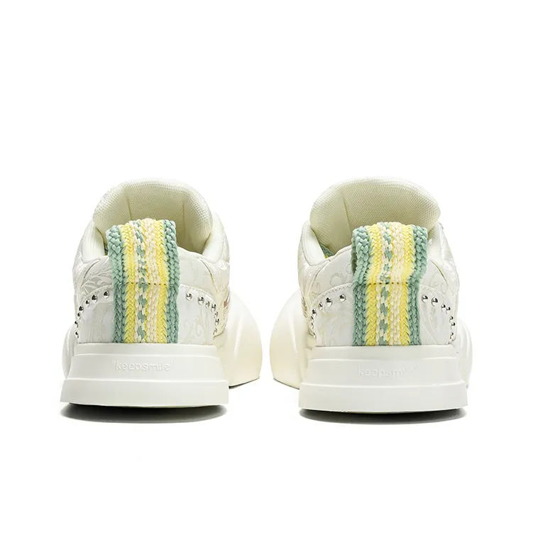 Ouder Smiler Anti Slip And Wear Resistant Height Increasing Low Top Canvas Shoes Unisex White-5