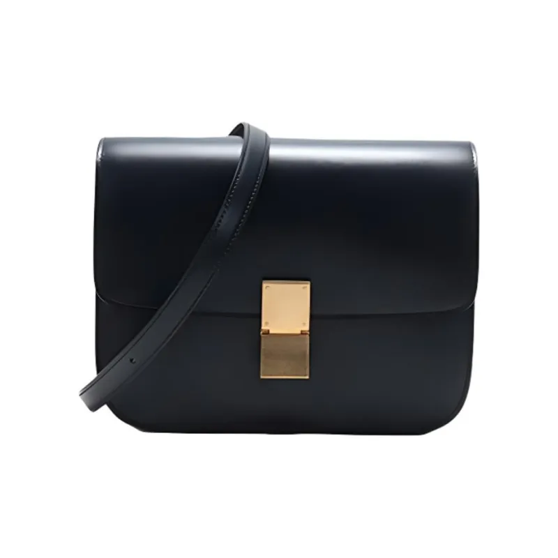 CELINE Classic Bo Cow Leather Cor Block Bag Crossbody Bag Shoulder Bag Medium Size Women's Dark Marine-0