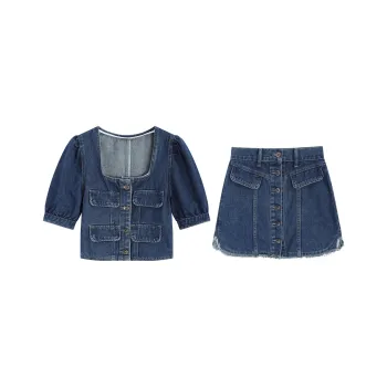 PLANE DRIFT Two Piece Skirt Sets Women's Blue