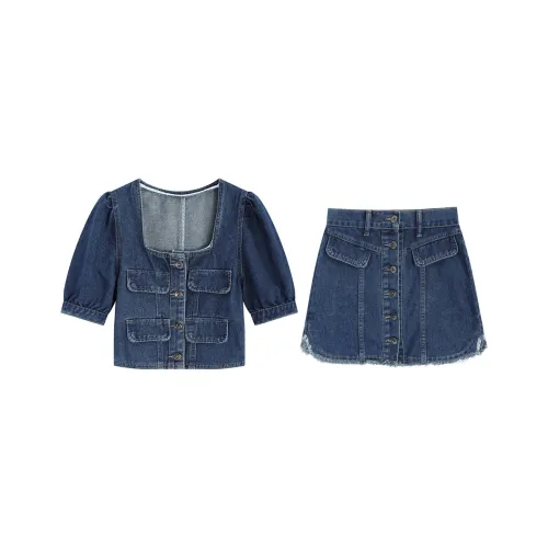 PLANE DRIFT Two Piece Skirt Sets Women's Blue