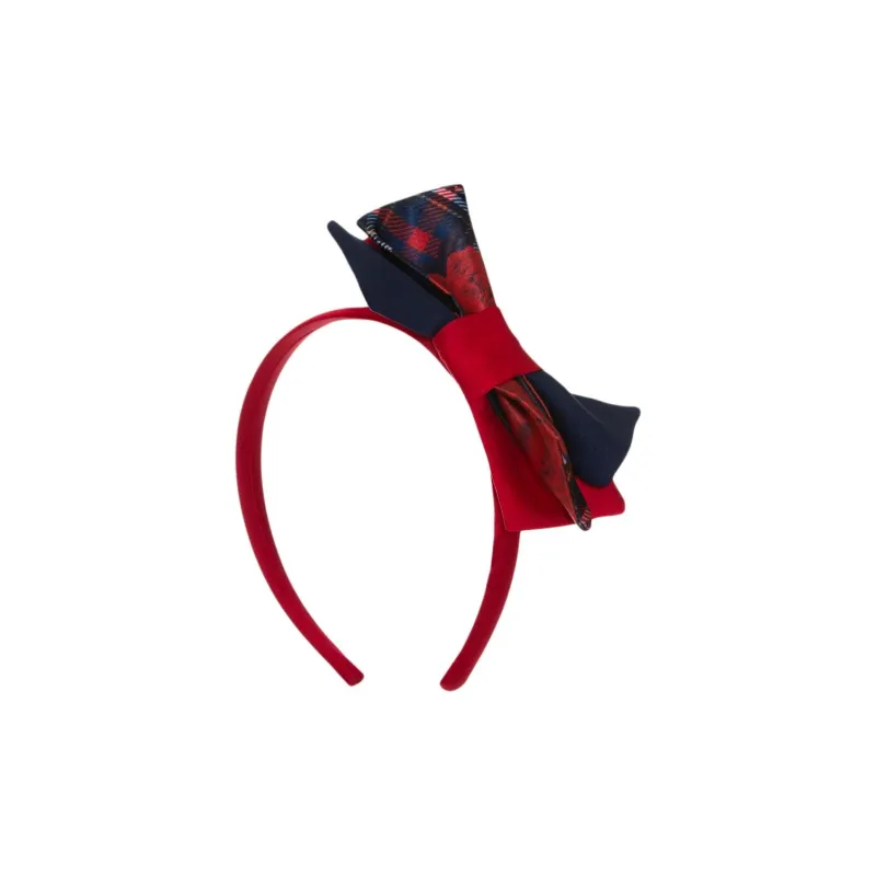 Patachou Tartan Bow Silk Headband-1