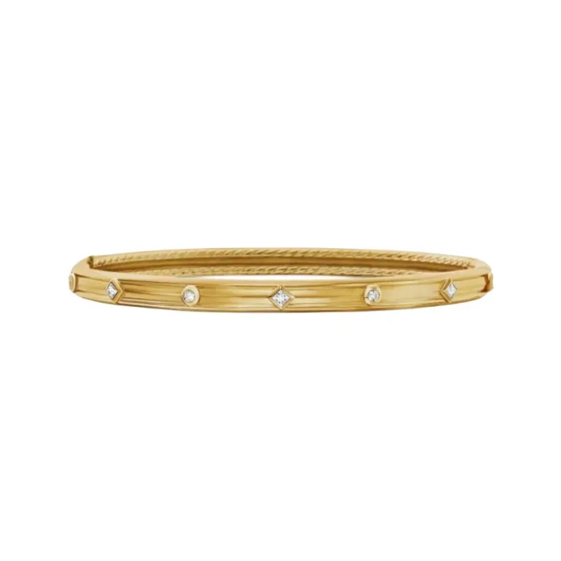 David Yurman 18K Yellow Gold Modern Renaissance Diamond Bangle-0