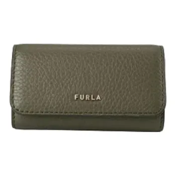Furla Leather Key Pouch Men's Khaki Green