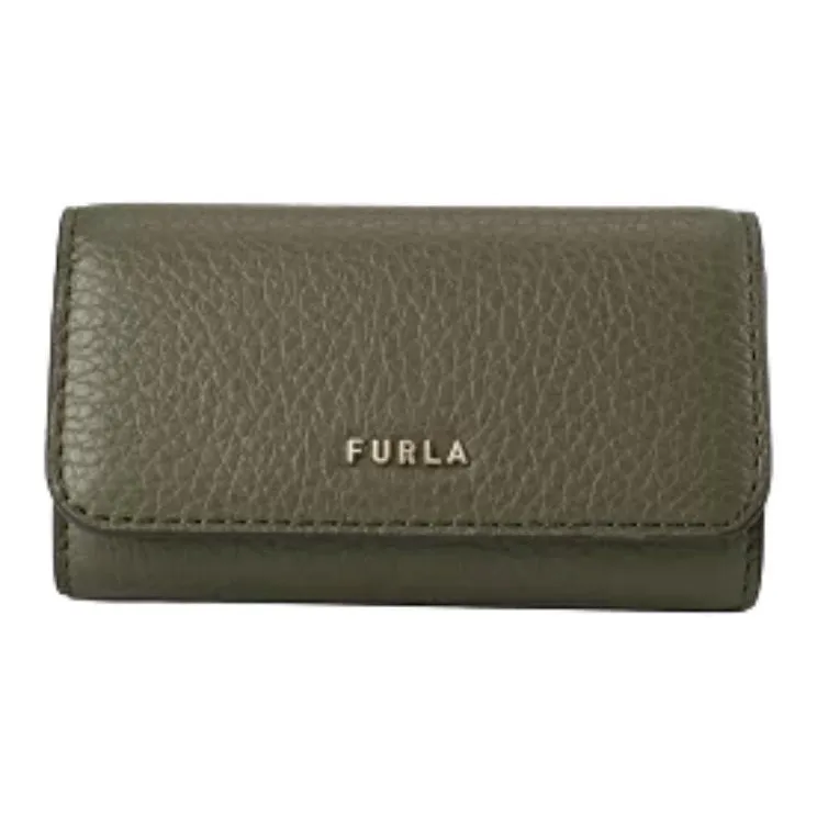 Furla Leather Key Pouch Men's Khaki Green-0