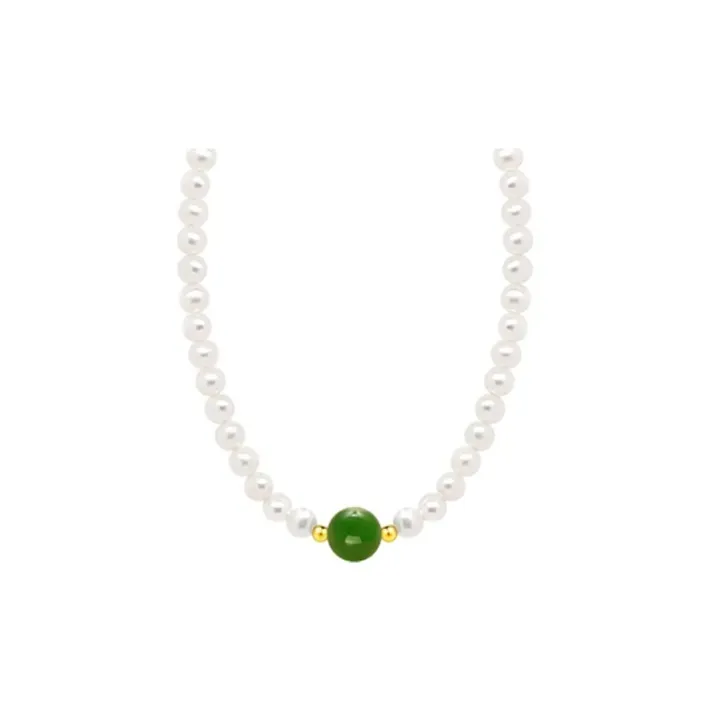 Old Qingyun Silver Building Pearl Necklaces Women's-0