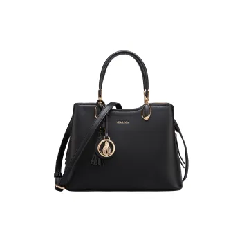 YEARCON Synthetic Leather Tote Bag, Shopping Bag, Shoulder Bag, Crossbody Bag, Handbag Large Size Women's Black