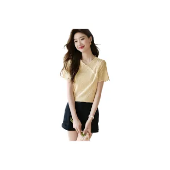 Mo Han Yi Mei Regular T Shirt Women's Yellow Cream