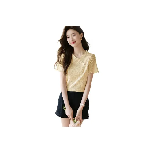 Mo Han Yi Mei Regular T Shirt Women's Yellow Cream