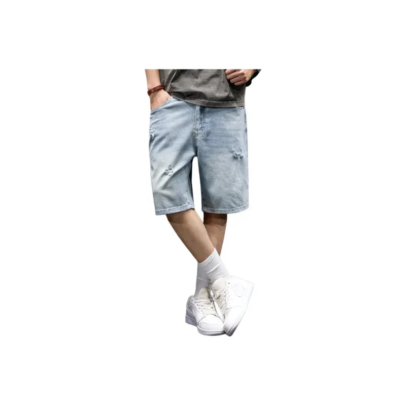 BUYDAUL Denim Shorts Unisex Light Blue-0
