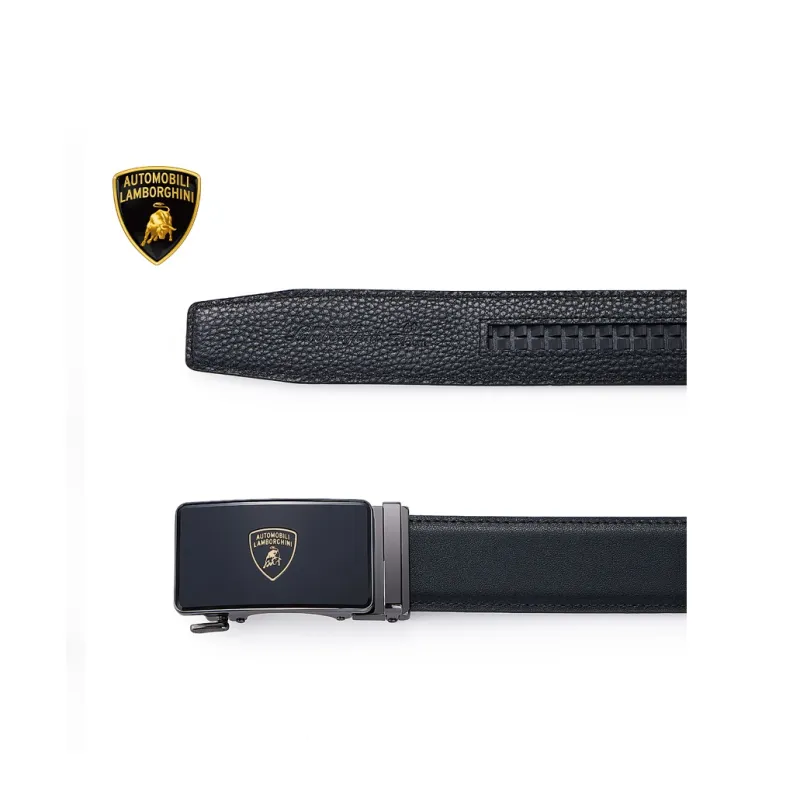 Automobili Lamborghini Cow Leather Belts Men's 3.5cm-4