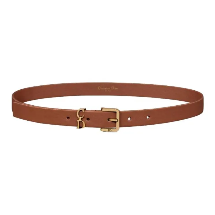 DIOR Calfskin Leather Belts Unisex Brown Width 2CM-0