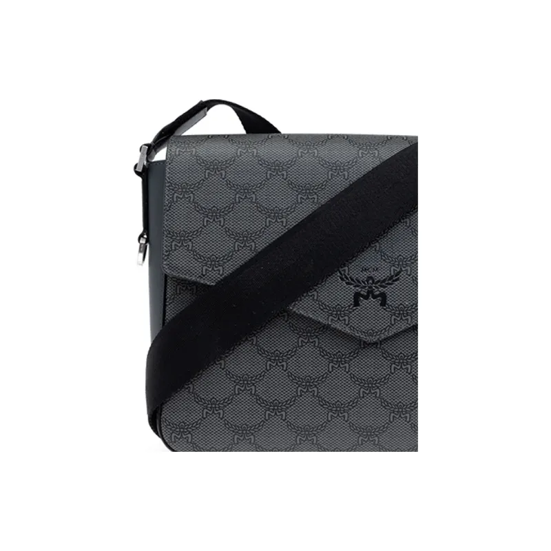 MCM Nappa Leather Messenger Bag, Shoulder Bag Small Size Women's Dark Gray-4