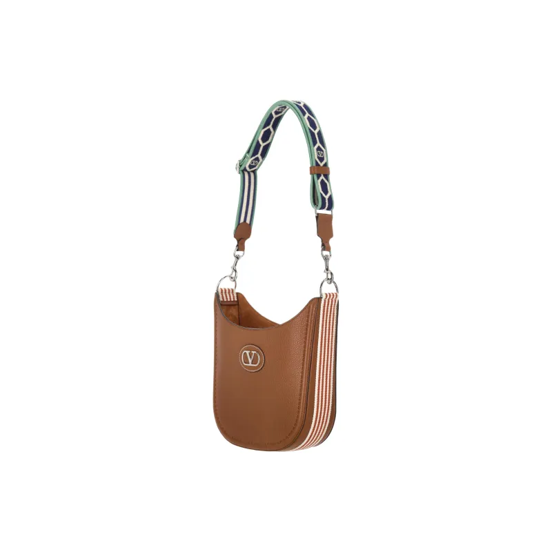 Valentino Cow Leather Shoulder Bag Women's Brown-3