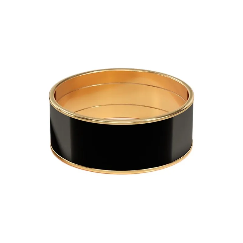 HERMES Enamel Rings Women's Gold/Black-1