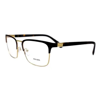 PRADA Alloy Square Optical Glasses Unisex Black Gold