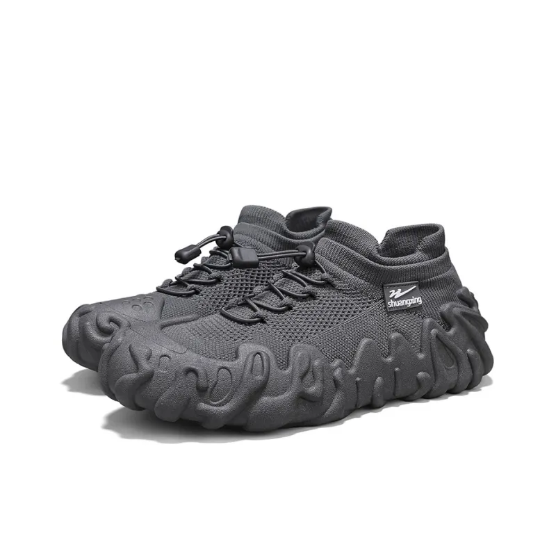Binary Shoe Liner Cushioning, Lightweight, Breathable, Slip Resistant Low Top Chunky Sneakers Men's Gray-2