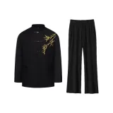 Black Embroidered Gold[Business Suit+Suit Pants]