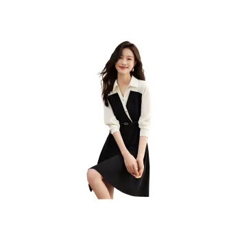 Mo Han Yi Mei Long Sleeved Dress Women's Black White