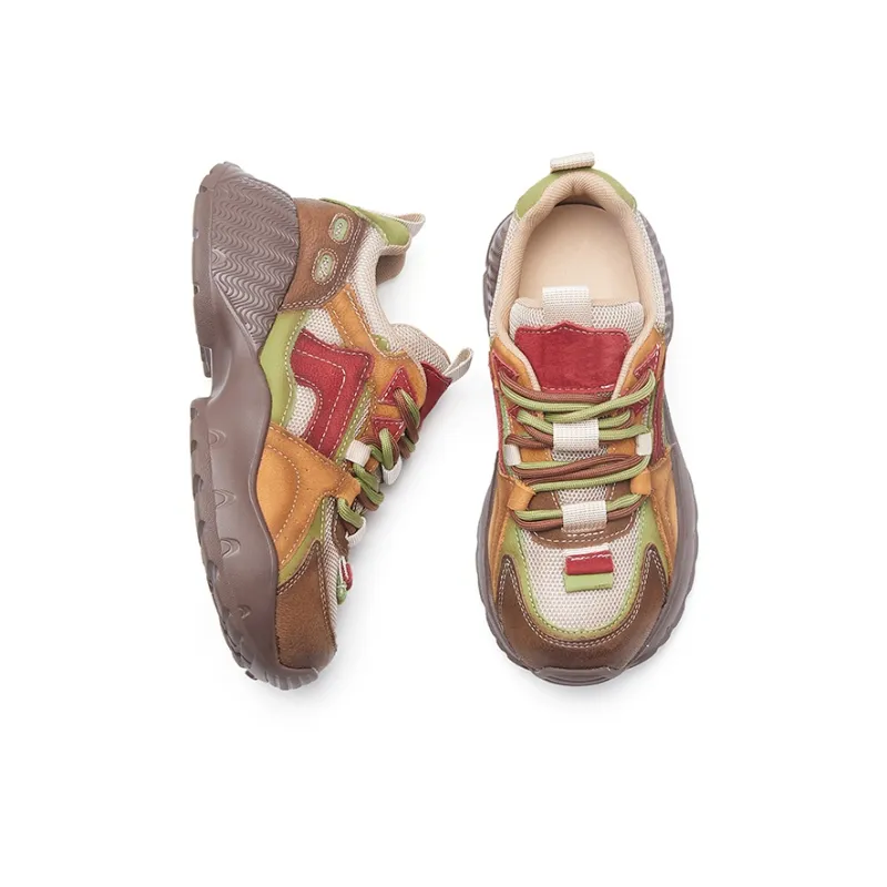 BURGELY Lightweight And Breathable Low Top Chunky Sneakers Women's-16