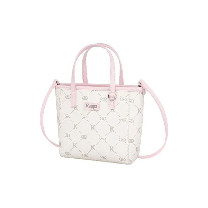 Kappa Matte Leather Litchi Grain Basket Bag, Small Tote, One Shoulder, Crossbody, Commuter Bag Women's Milk Foam Pink-1