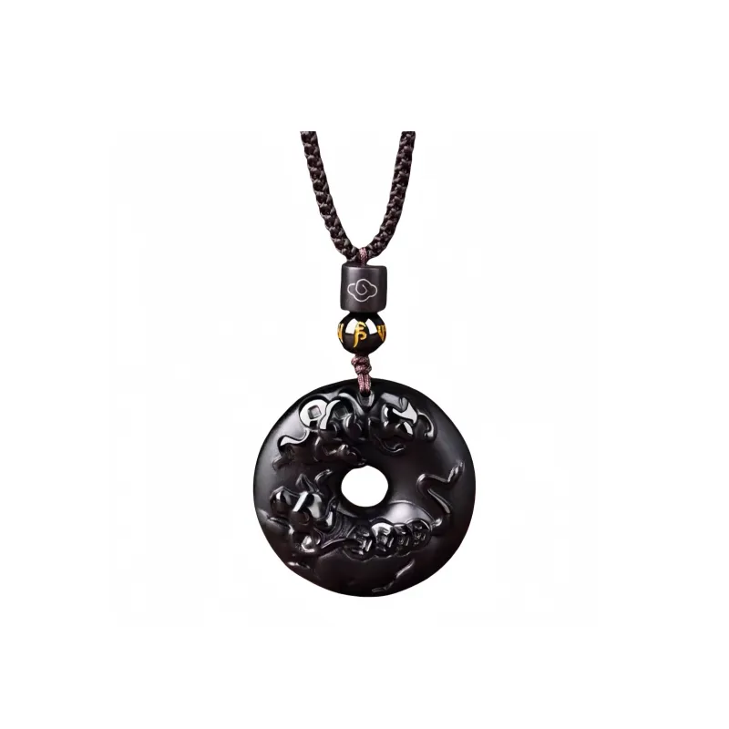 Stone On The Line Obsidian Pendants Unisex-2