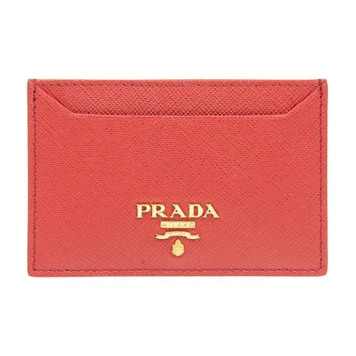 PRADA Cow Leather Card Holder Women's Red