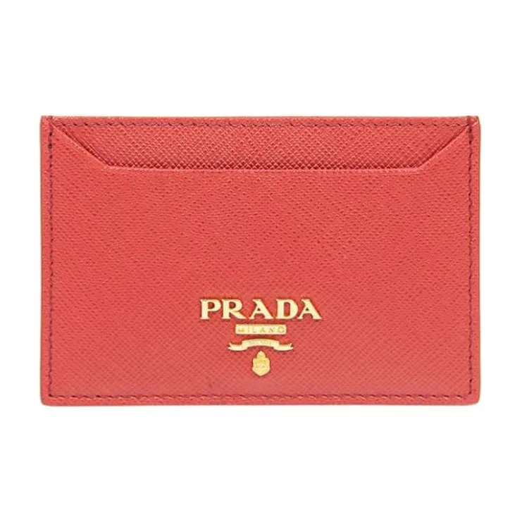 PRADA Cow Leather Card Holder Women's Red-0