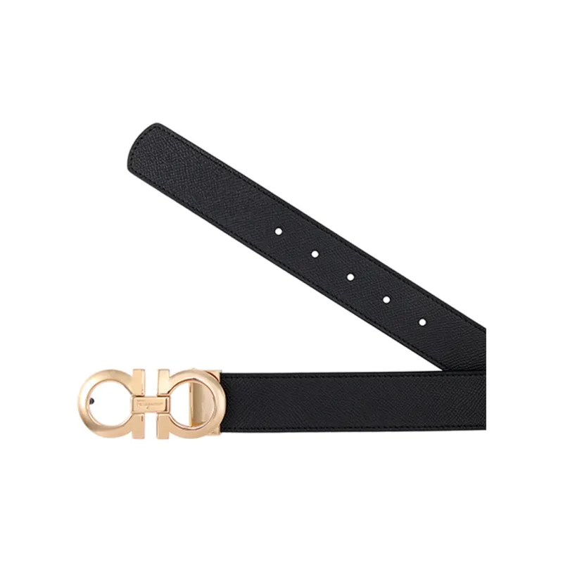 FERRAGAMO Reversible And Adjustable Gancini Belt Black-2