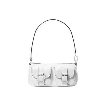 MICHAEL KORS Litchi Grain Leather Shoulder Bag Women's Pure White