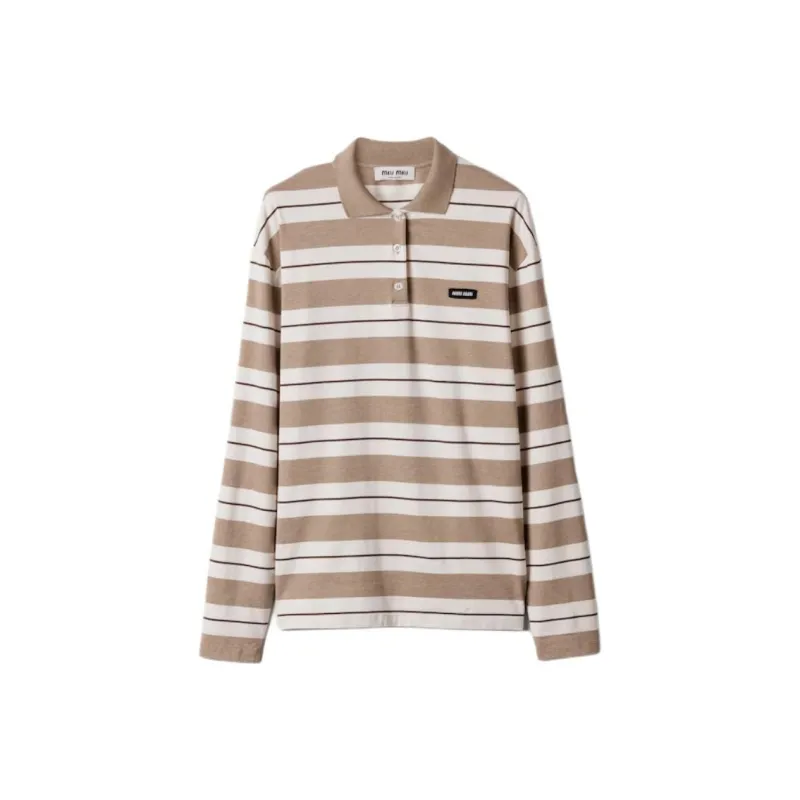 MIU MIU Striped Polo Shirt-0