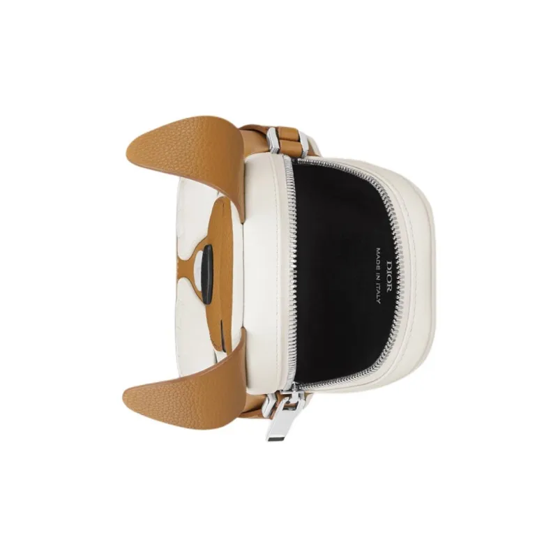 DIOR Bobby Cow Leather Crossbody Bag, Shoulder Bag Mini Unisex White & Brown-2