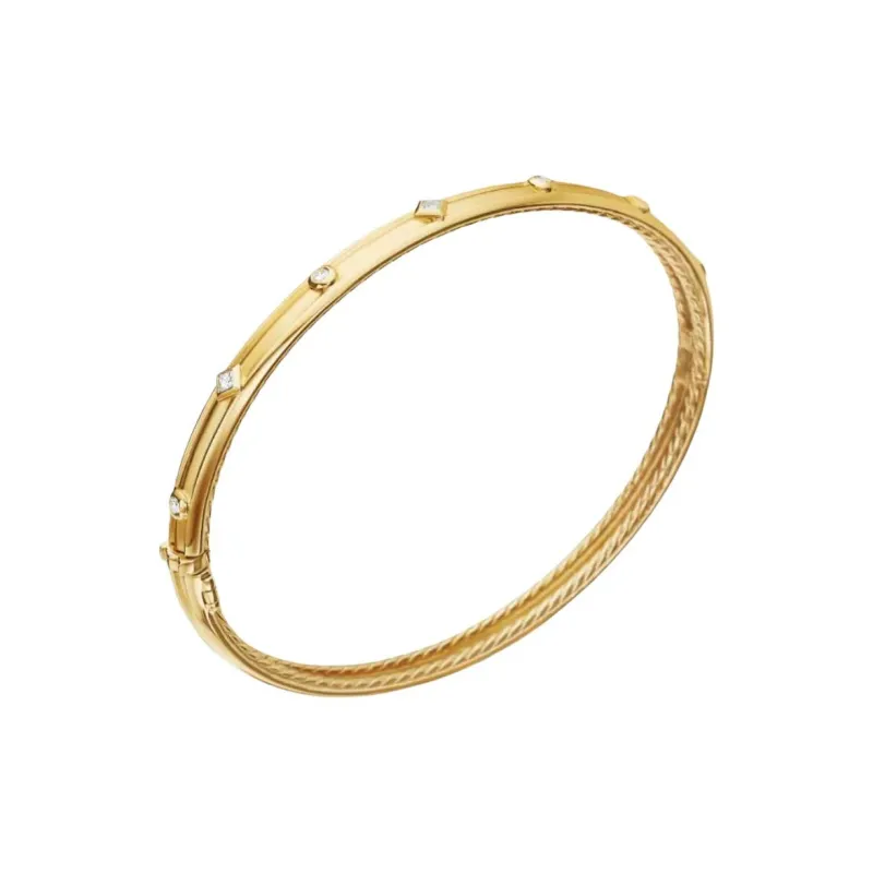 David Yurman 18K Yellow Gold Modern Renaissance Diamond Bangle-2