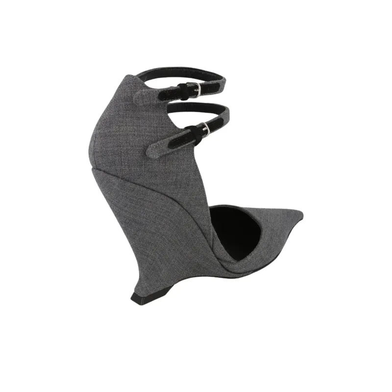 FERRAGAMO Vidya Wedge Heel High Heels Women's Gray-3