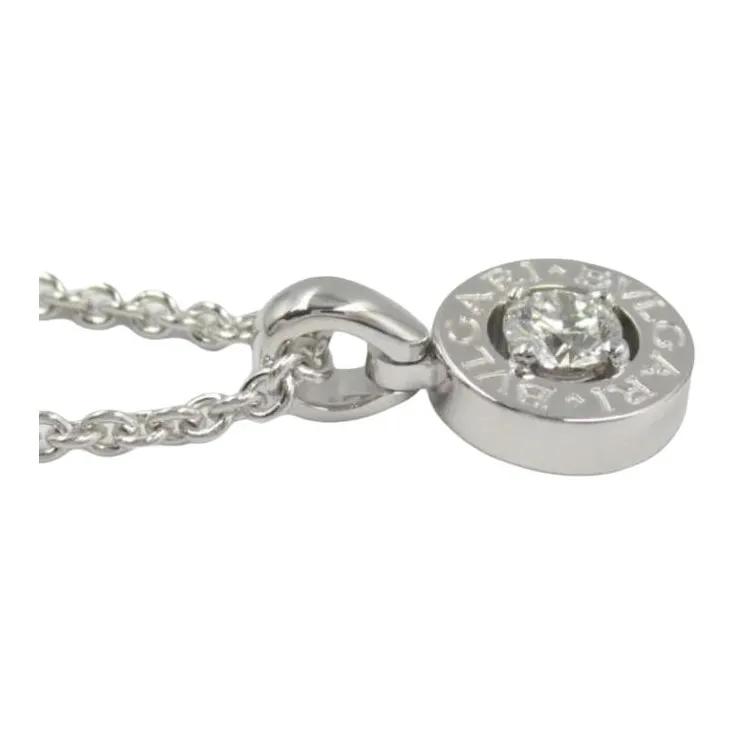 BVLGARI 2010s 18K White Gold BVLGARI BVLGARI Diamond Pendant Necklace-2