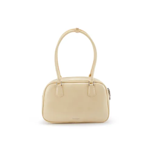 Soullight Soft Skin Feel Underarm Boston Bag Shoulder Bag Portable Bowling Bag Medium Size Women's Milk Yellow