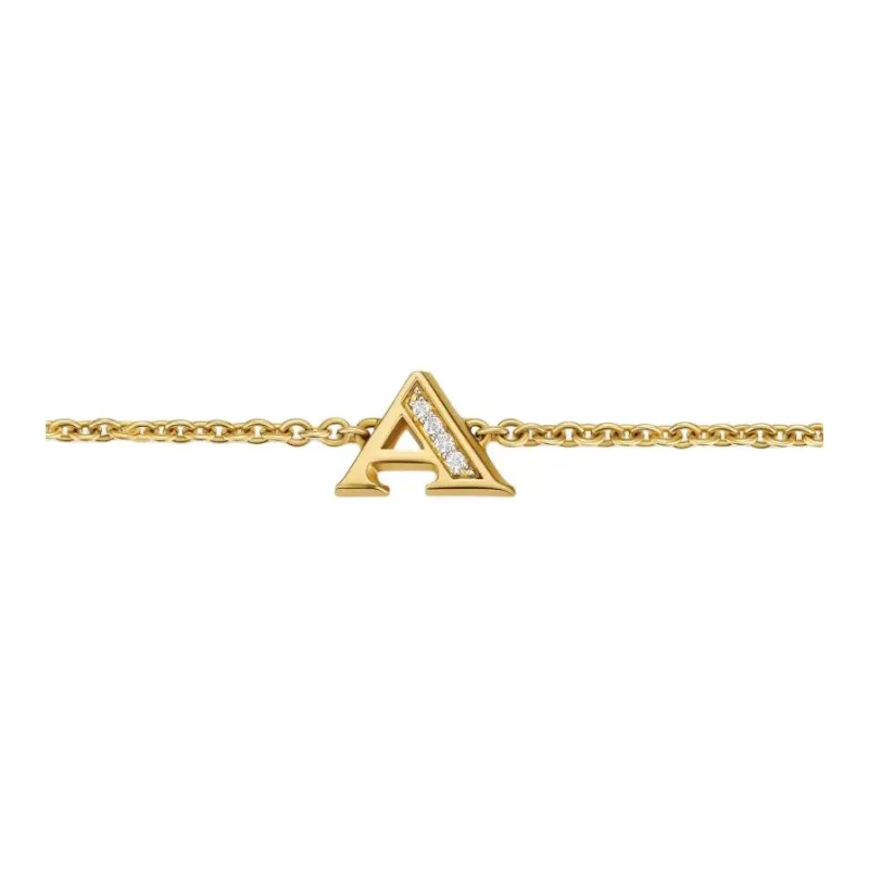 David Yurman 18K Yellow Gold Petite Pavé Initial Diamonds Bracelet-2