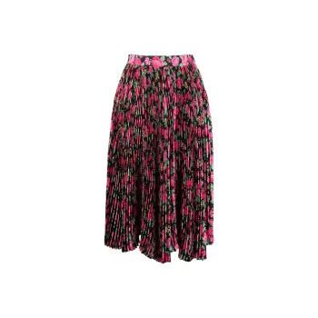 Balenciaga Floral Pleat Silk Skirt