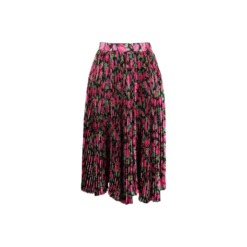 Balenciaga Floral Pleat Silk Skirt-0