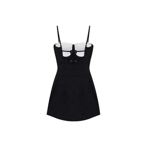 Udon House Slip Dresses Women's Black-1
