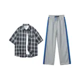 Clothing Set (Blue Short-Sleeved Top+Gray Pants)