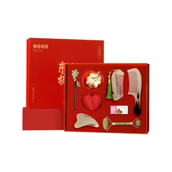 Chao Jun Natural Ox Horn Comb Gift Box Set Massage Scalp Meridians