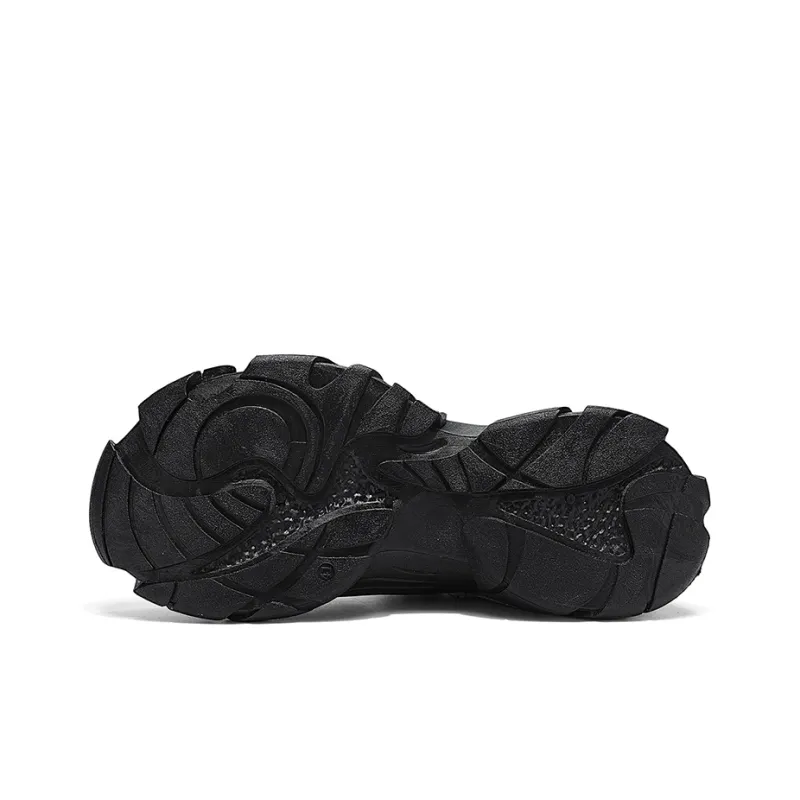 Binary Lightweight, Breathable, And Slip Resistant Low Top Chunky Sneakers Men's Black-4