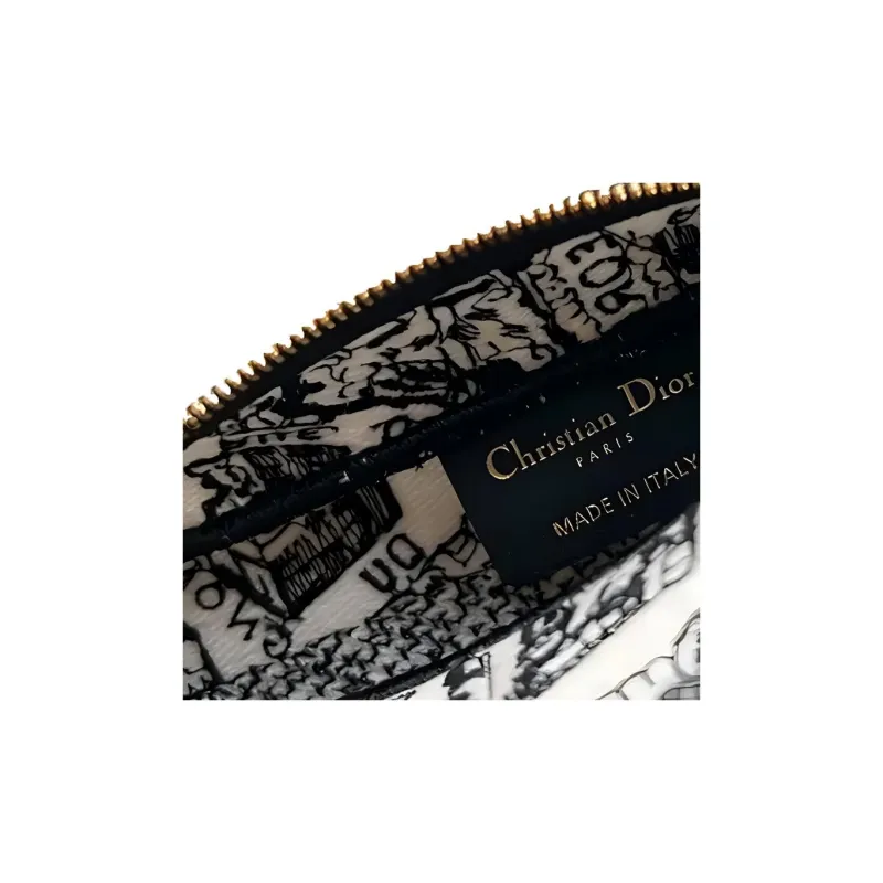 DIOR Canvas Bag Makeup Bag Trumpets Women's Black & White-5