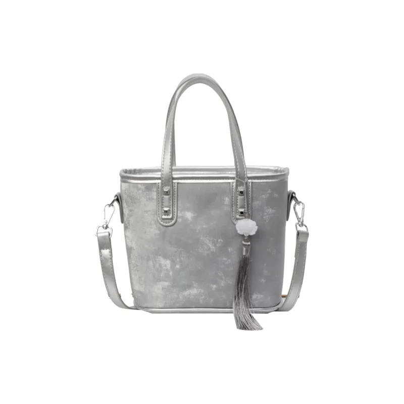 Yalu PU Handbag Regular Women's Black/Ecru/Silver/Pink-15