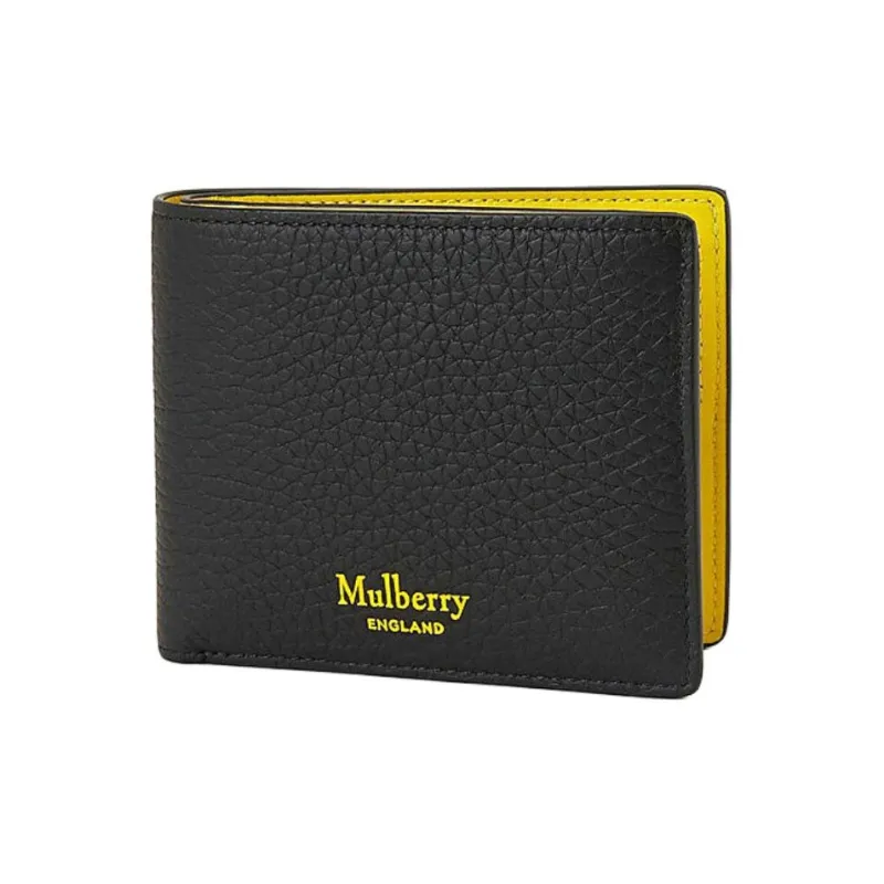 Mulberry Leather Wallet Men's Black & Yellow-1