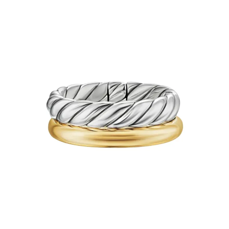 David Yurman 18K Yellow Gold And Sterling Silver Dy Mercer® Two Row Ring-1