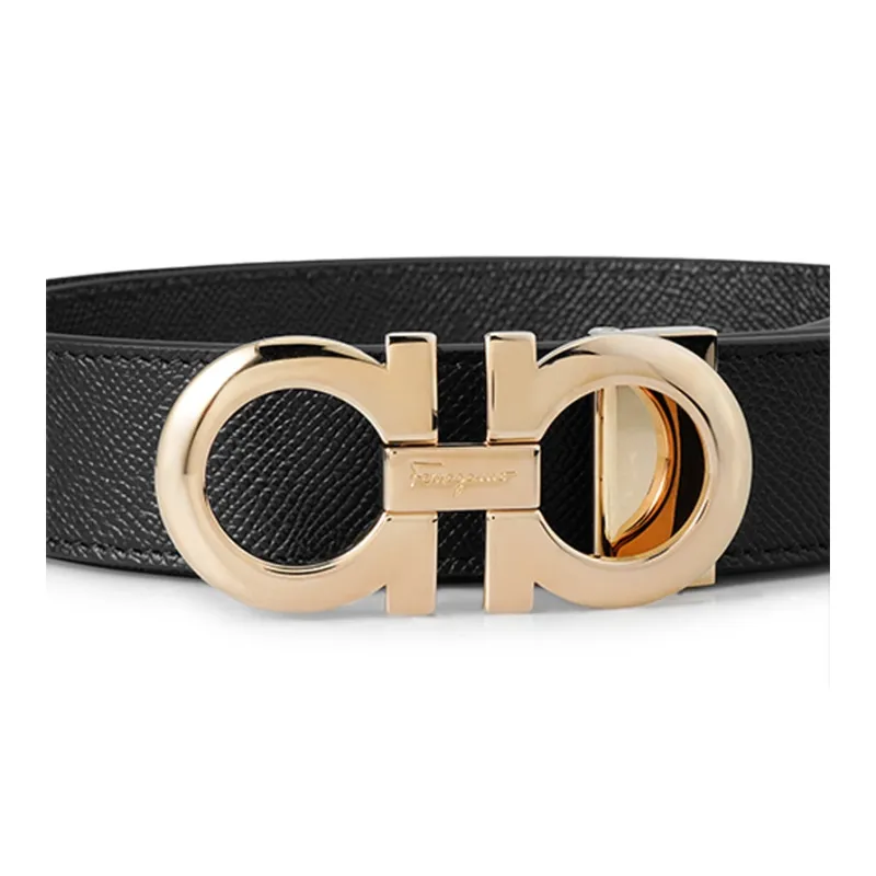 FERRAGAMO Reversible And Adjustable Gancini Belt Black-3