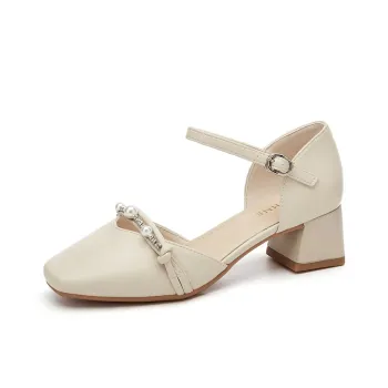 DAPHNE Chunky Heel High Heels 4.5CM Women's Ecru